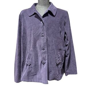 Dressbarn Purple Faux Suede Jacket Button Up Size: 3X Soft Stretch Office Light